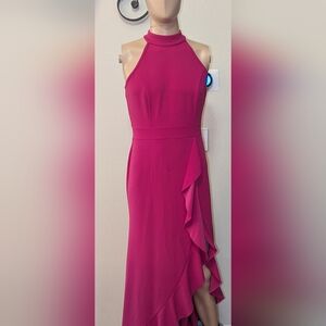 Elegant Asymmetrical Fuchsia Dress